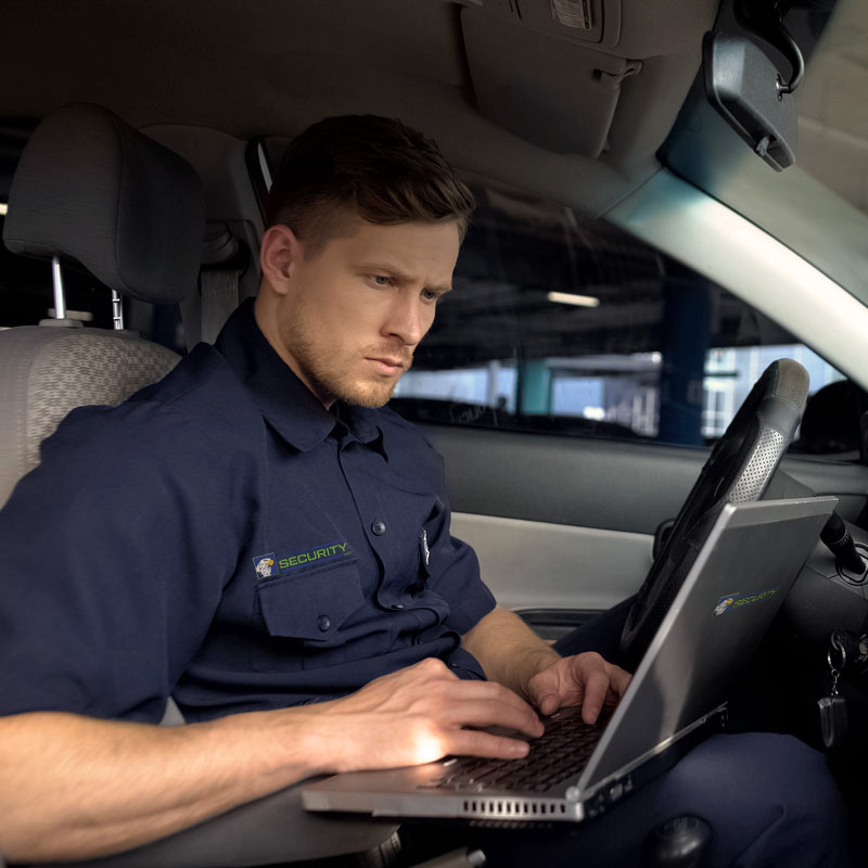 Security Guard in Patrol Vehicle